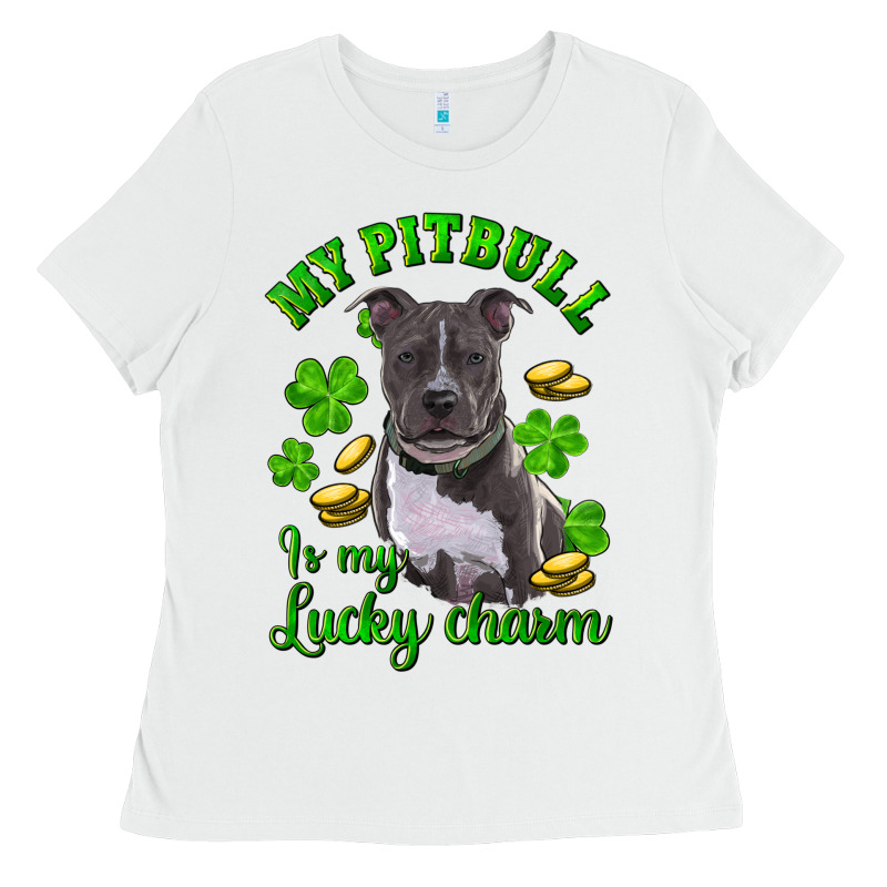 St Patricks Day My Pitbuli My Lucky Charm Ladies Tee by RanaPortraitStore | Teevron