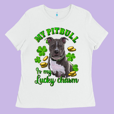 St Patricks Day My Pitbuli My Lucky Charm Ladies Tee Designed By Ranaportraitstore