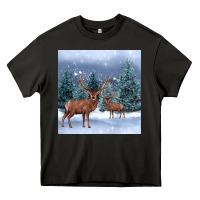 Asphalt winter deer Heavy Core Tee - BarkalooDesign