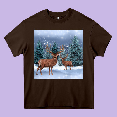 Winter Deer Heavy Core Tee Designed By Barkaloodesign