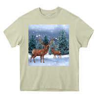 Mossy winter deer Heavy Core Tee - BarkalooDesign