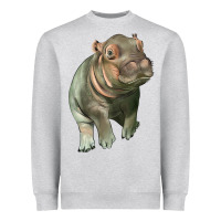 Heather Grey baby hippo Heavyweight Sweatshirt - LillyAllenDesigns