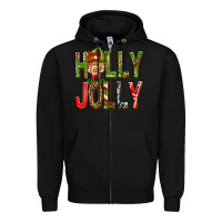 Black Holly Jolly elf gnome Zipper Hoodie - NancyCooperArtShop