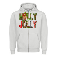 Dove Grey Holly Jolly elf gnome Zipper Hoodie - NancyCooperArtShop