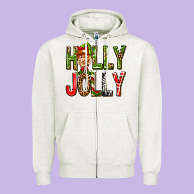 Holly Jolly Elf Gnome Zipper Hoodie Designed By Nancycooperartshop