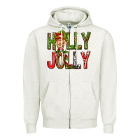 Oatmeal Heather Holly Jolly elf gnome Zipper Hoodie - NancyCooperArtShop