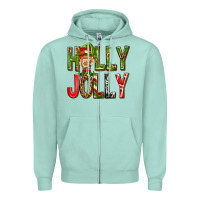 Seafoam Holly Jolly elf gnome Zipper Hoodie - NancyCooperArtShop
