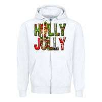 White Holly Jolly elf gnome Zipper Hoodie - NancyCooperArtShop