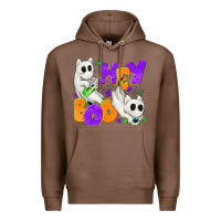 Chestnut Hey Boo with Ghost Cats Premium Hoodie - texasbilliewilder