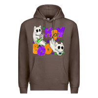 Coffee Hey Boo with Ghost Cats Premium Hoodie - texasbilliewilder