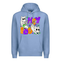 Colony Blue Hey Boo with Ghost Cats Premium Hoodie - texasbilliewilder