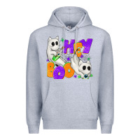 Heather Grey Hey Boo with Ghost Cats Premium Hoodie - texasbilliewilder