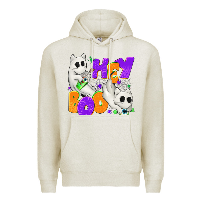Hey Boo With Ghost Cats Premium Hoodie by texasbilliewilder | Teevron