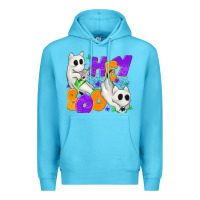 Ocean Blue Hey Boo with Ghost Cats Premium Hoodie - texasbilliewilder