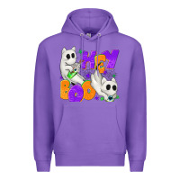 Purple Hey Boo with Ghost Cats Premium Hoodie - texasbilliewilder