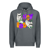 Rock Hey Boo with Ghost Cats Premium Hoodie - texasbilliewilder