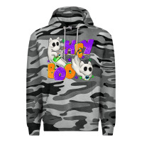 Slate Camo Hey Boo with Ghost Cats Premium Hoodie - texasbilliewilder