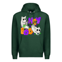 Sports Green Hey Boo with Ghost Cats Premium Hoodie - texasbilliewilder