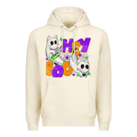 Tofu Hey Boo with Ghost Cats Premium Hoodie - texasbilliewilder