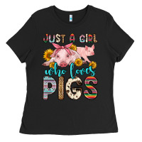Black just a girl who loves pigs Ladies Tee - Zillion Design Studio
