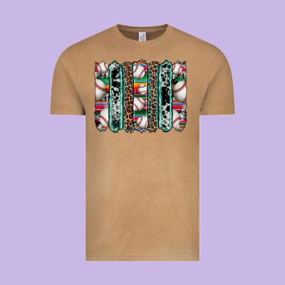 Baseball Serape Cowhide Turquoise Leopard Glitter  Brushstrokes Vintage Tee Designed By Artiststas
