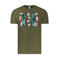 Vintage Olive baseball serape cowhide turquoise leopard glitter  brushstrokes Vintage Tee - Artiststas