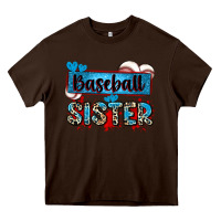 Chocolate Brown baseball sister with leopard Heavy Core Tee - Zillion Design Studio