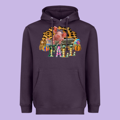Fall Scene Pumpkin Watercolor Pig Wagon Serape Cheetah Heavyweight Hoodie Designed By Bettercallsaul