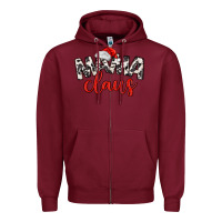 Burgundy Mama Claus Zipper Hoodie - MaliasSmallBusiness