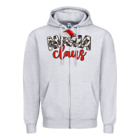 Heather Grey Mama Claus Zipper Hoodie - MaliasSmallBusiness