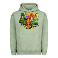 Pigment Oil Green St. Patrick's Day gnomies with leopard tumbler Urban Hoodie - HowdyJamesFarm