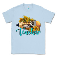 Dusty Blue Western Teacher Pencil Classic Tee - LillyAllenDesigns