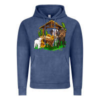 Vintage Denim jesus holy night cows and sunflowers Vintage Hoodie - AdoDesignShop