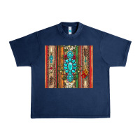 Navy gemstone flowers arrow with leopards and serape Urban Heavy Tee - Artiststas
