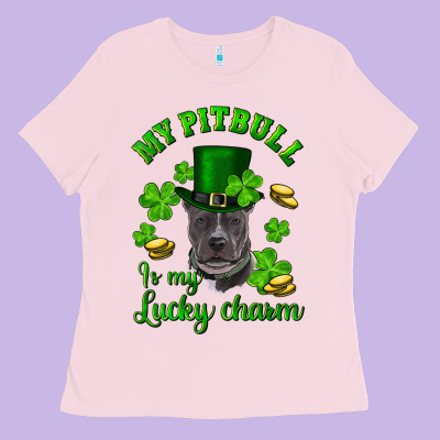 St Patricks Day My Pitbuli My Lucky Charm With Hat Ladies Tee Designed By Ranaportraitstore