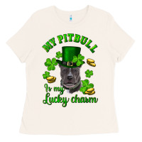 St Patricks Day My Pitbuli My Lucky Charm With Hat Ladies Tee | Teevron
