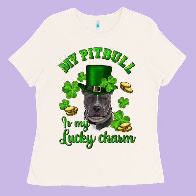 St Patricks Day My Pitbuli My Lucky Charm With Hat Ladies Tee Designed By Ranaportraitstore
