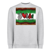 Heather Grey Peace Love Christmas Trees Heavyweight Sweatshirt - Jasminsmagicworld