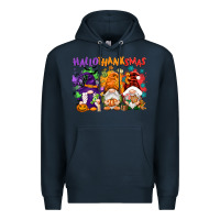 Navy Hallothanksmas gnomes Premium Hoodie - NancyCooperArtShop