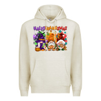 Oatmeal Heather Hallothanksmas gnomes Premium Hoodie - NancyCooperArtShop