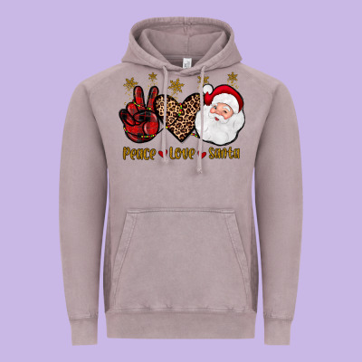 Peace Love Santa Vintage Hoodie Designed By Jahusdesignshop