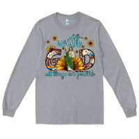 Heather Grey with god all things are possible matthew 19 26 Long Sleeve Tee - JahusDesignShop