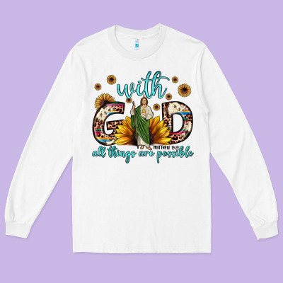 With God All Things Are Possible Matthew 19 26 Long Sleeve Tee Designed By Jahusdesignshop