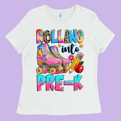 Rolling Into Pre K Grade Ladies Tee Designed By Texasbilliewilder