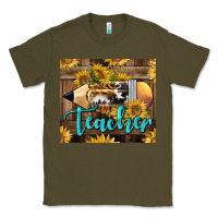 Army Green Western Teacher Pencil With Sunflowers Classic Tee - LillyAllenDesigns