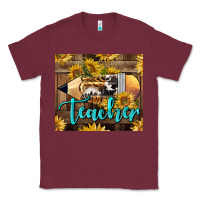 Burgundy Western Teacher Pencil With Sunflowers Classic Tee - LillyAllenDesigns