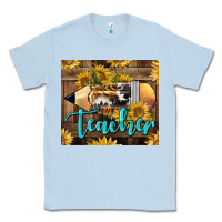 Dusty Blue Western Teacher Pencil With Sunflowers Classic Tee - LillyAllenDesigns