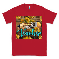 Red Western Teacher Pencil With Sunflowers Classic Tee - LillyAllenDesigns