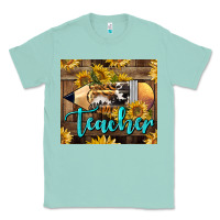 Seafoam Western Teacher Pencil With Sunflowers Classic Tee - LillyAllenDesigns