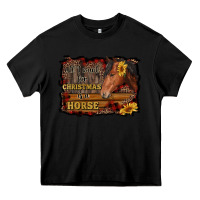 Black all i want for christmas is a horse brown horse Heavy Core Tee - RanaPortraitStore